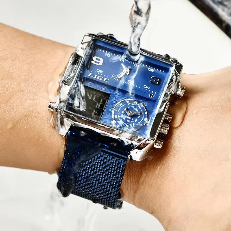 LIGE Digital Watch Sports Double Display Big Fashion Waterproof Electronic cool Relogio Masculino
