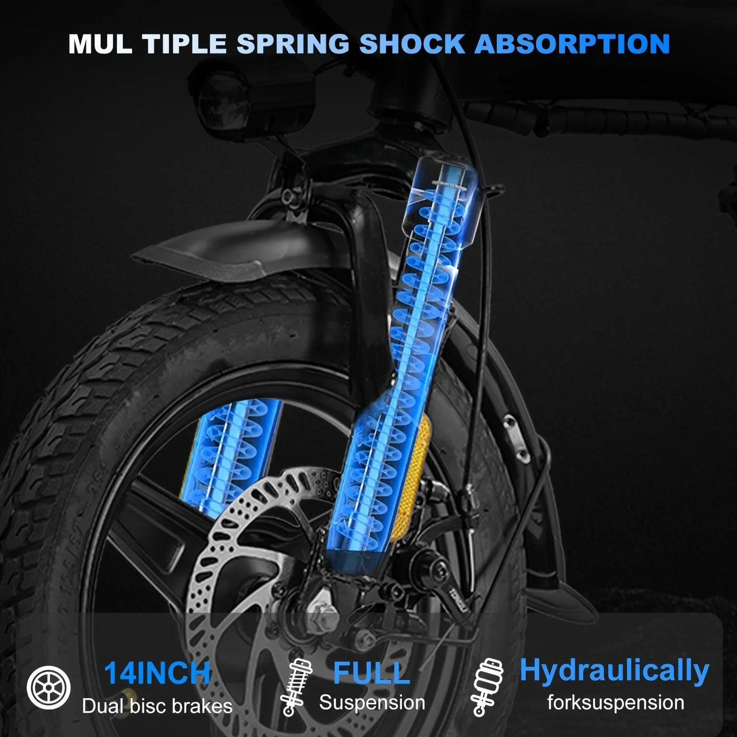 Adult folding electric bicycle, 400W high-speed 48V detachable battery, 14 inch double brake