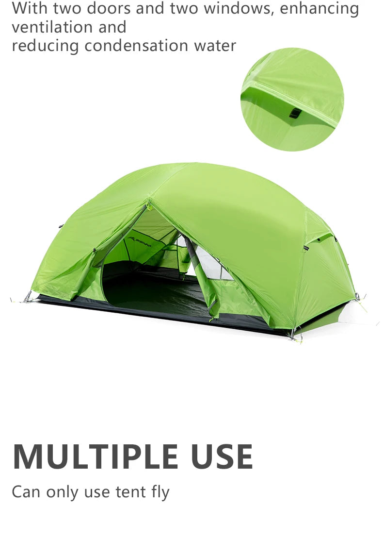 2 Person Ultralight Camping Tent 20D 380T Nylon Double Layer Waterproof Backpacking with free mat
