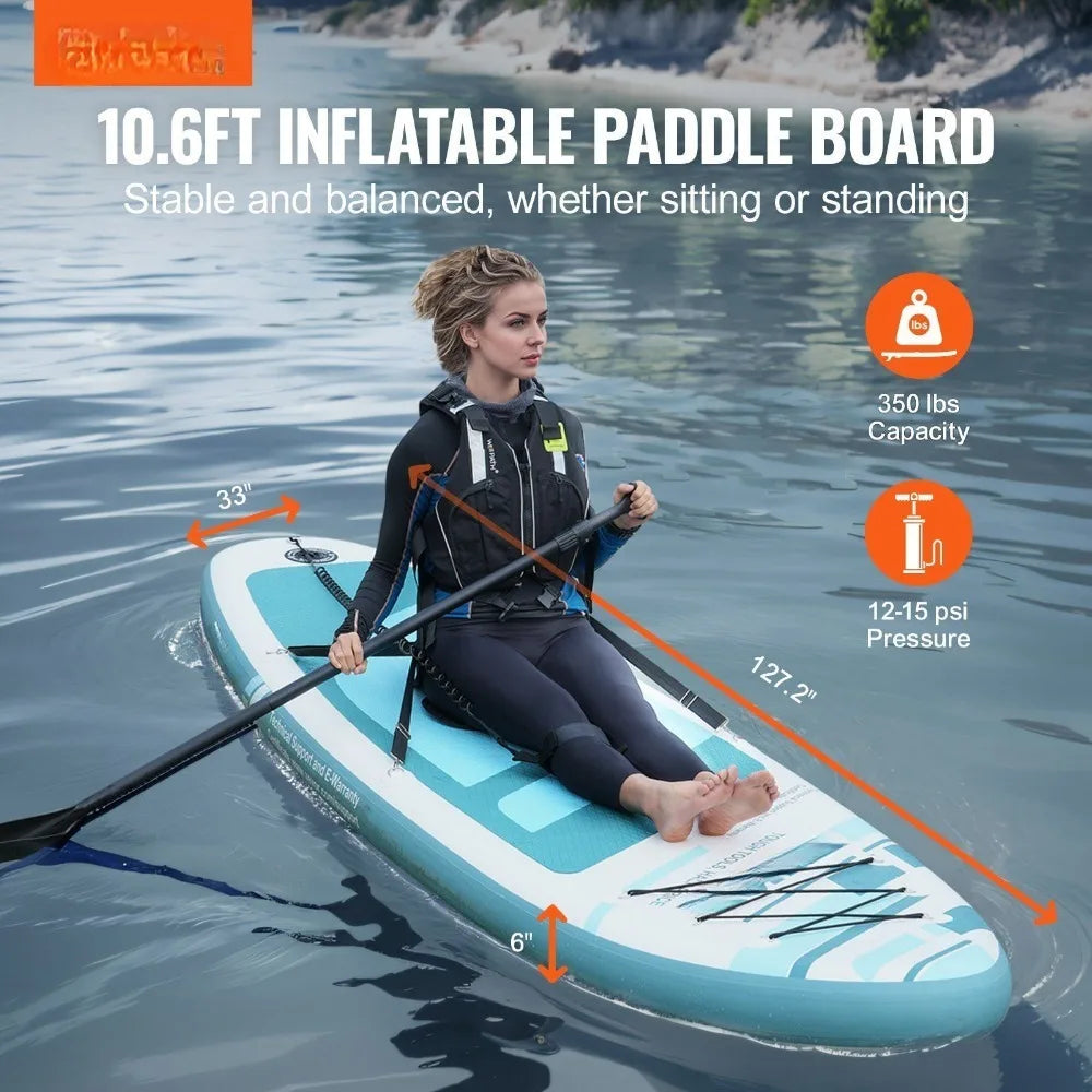 Inflatable Stand Up Paddle Board, Board Accessories, 10.6' X 33" X 6" I(SUP) with Kayak Seat