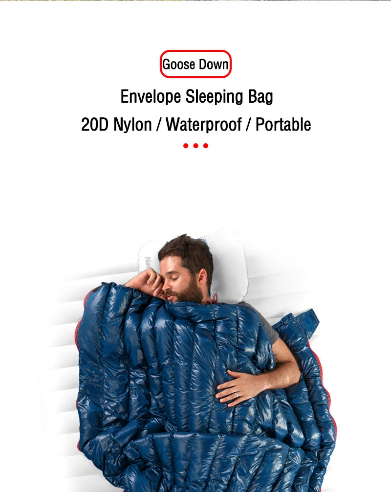 Goose Down Sleeping Bag Camping Ultralight Winter Waterproof