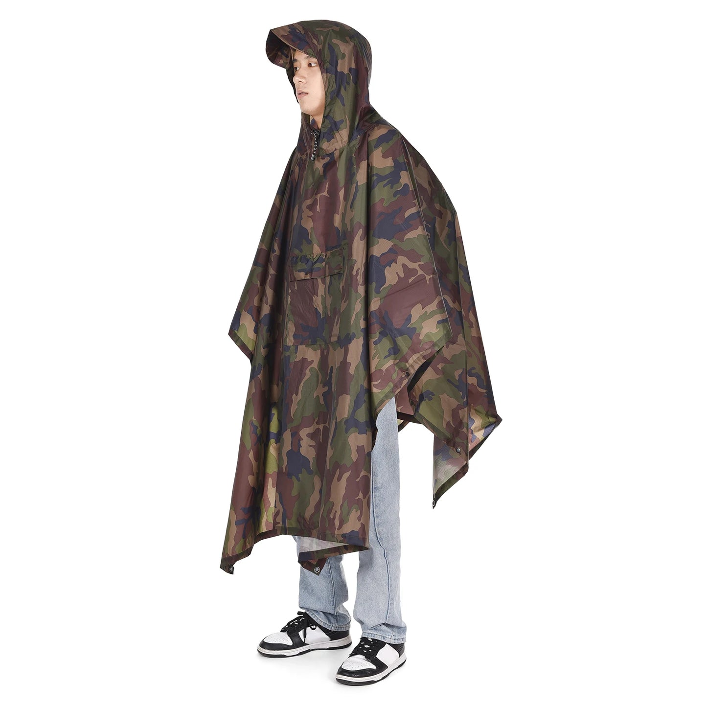 Hooded Rain Poncho, Pocket Lightweight Waterproof,Sun Shelter,Men and Women Camping Hiking