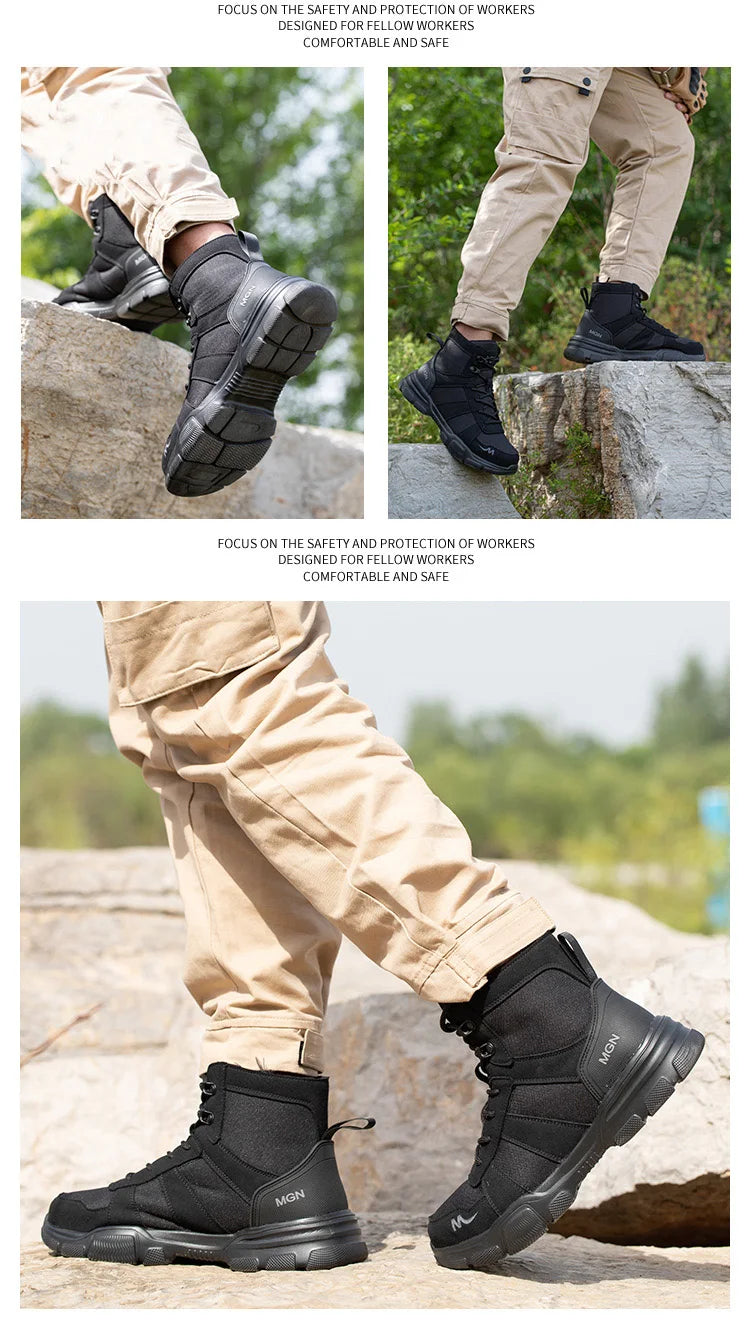 Boots Indestructible Safety Men Steel Toe Puncture-Proof Sneakers; Women Non Slip Work Shoes