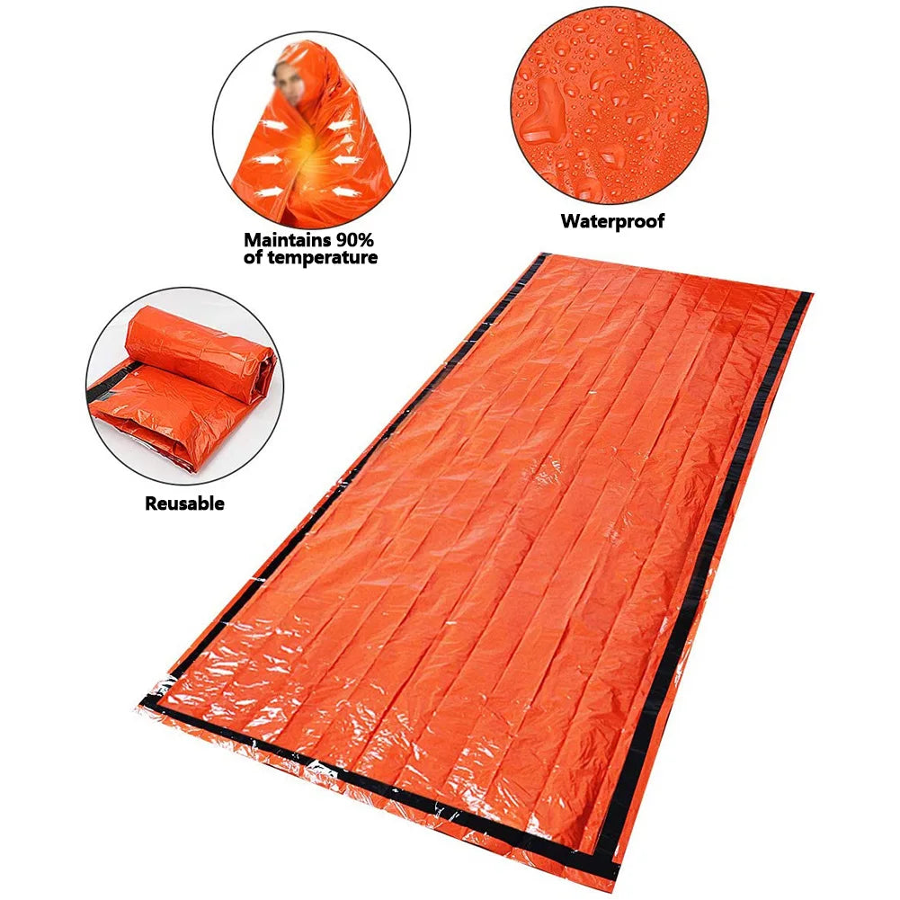 2-5 set Survival Sleeping Bag Thermal Survival Gear for Camping Hiking Outdoor Adventure