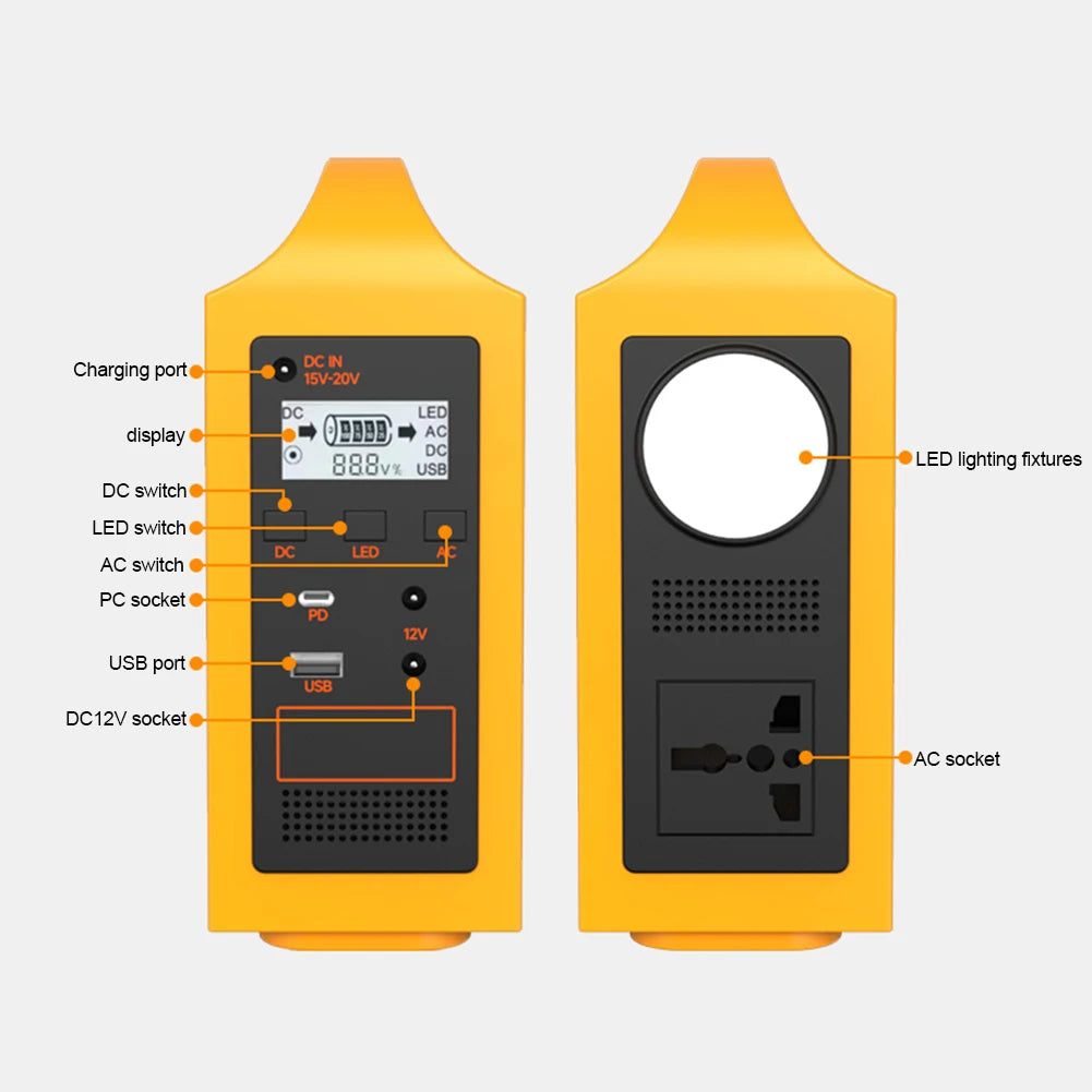 Portable Solar Power Station 24000mAh 20W Outdoor RV USB Charger LED Light for Camping Travel