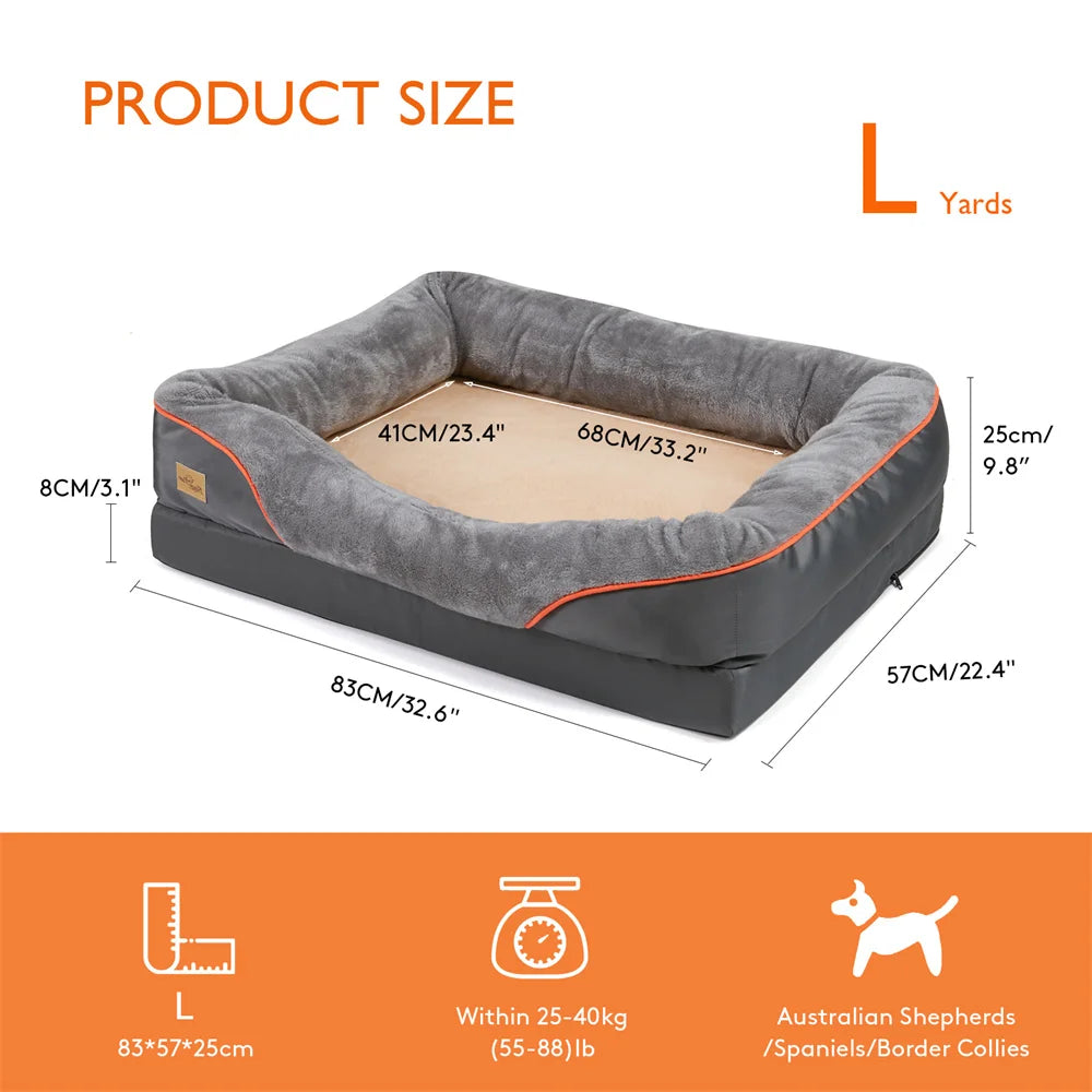 Jumbo Large Orthopedic Dog Bed Memory Foam,Waterproof Elevated Cushion Warm Puppy,Removable Cover