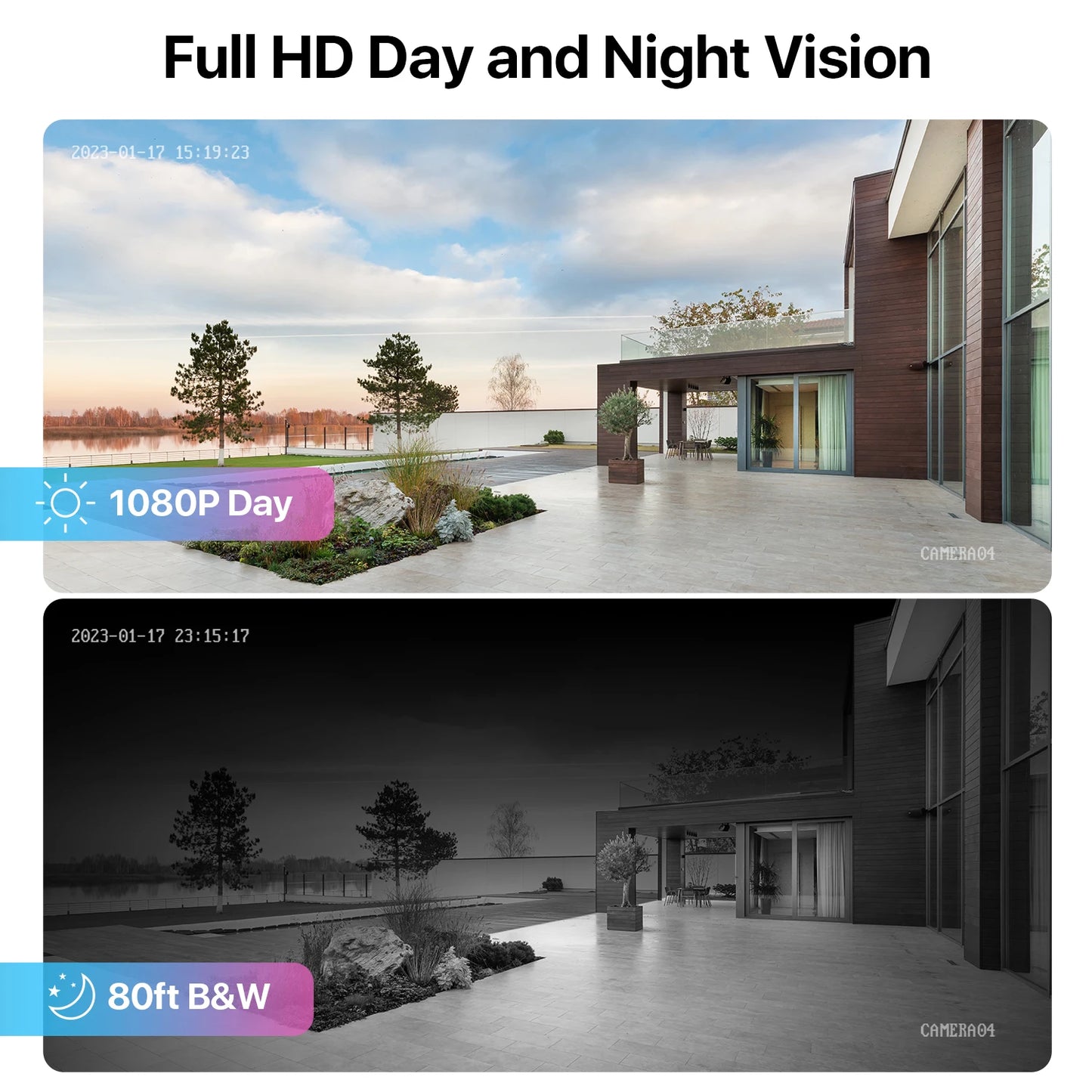 1080P 4 Pack HD TVI Security Cameras Out/in Weatherproof Bullet Surveillance Camera Analog CCTV DVR