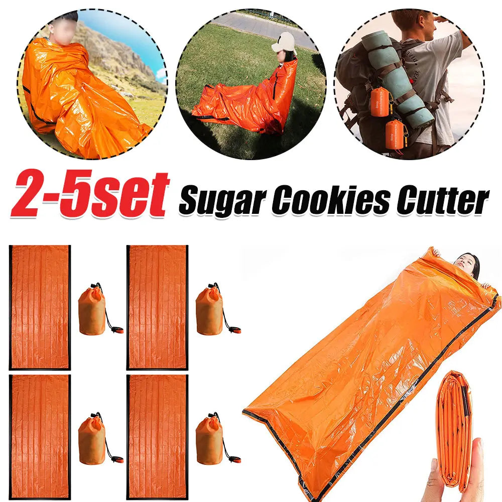 2-5 set Survival Sleeping Bag Thermal Survival Gear for Camping Hiking Outdoor Adventure