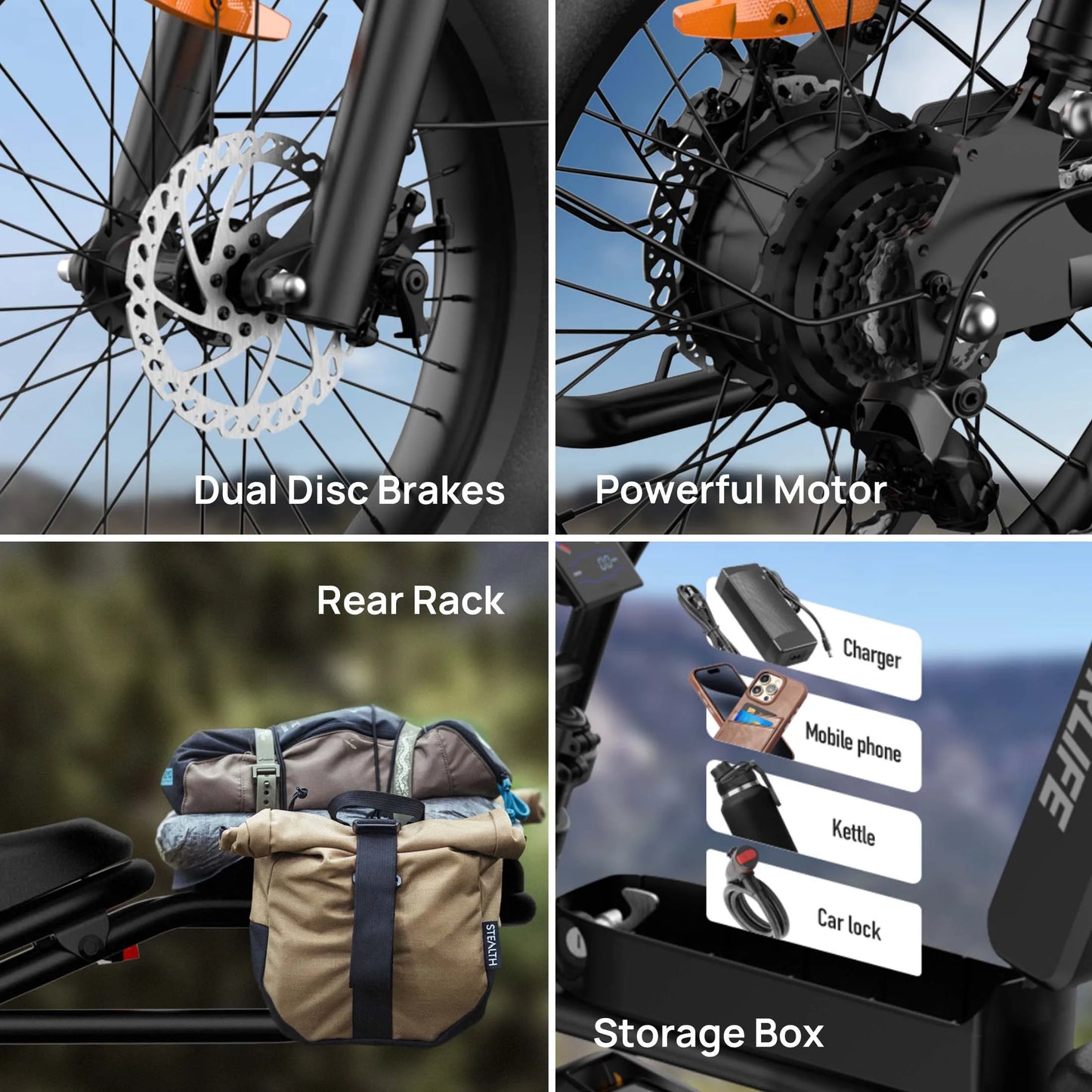 1500W Peak Mountain E-Bike 48V 15.6Ah Removable Battery 28MPH 100 Mile Range 20X4" Fat Tire, Sale