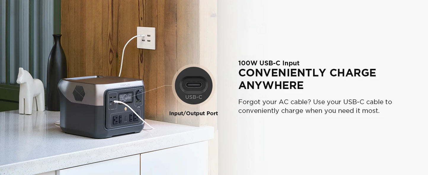 Portable Power Station' 2 Max, 499Wh/512Wh LiFePO4 Battery/ 1 Hour Fast Charge upto 1000W Output