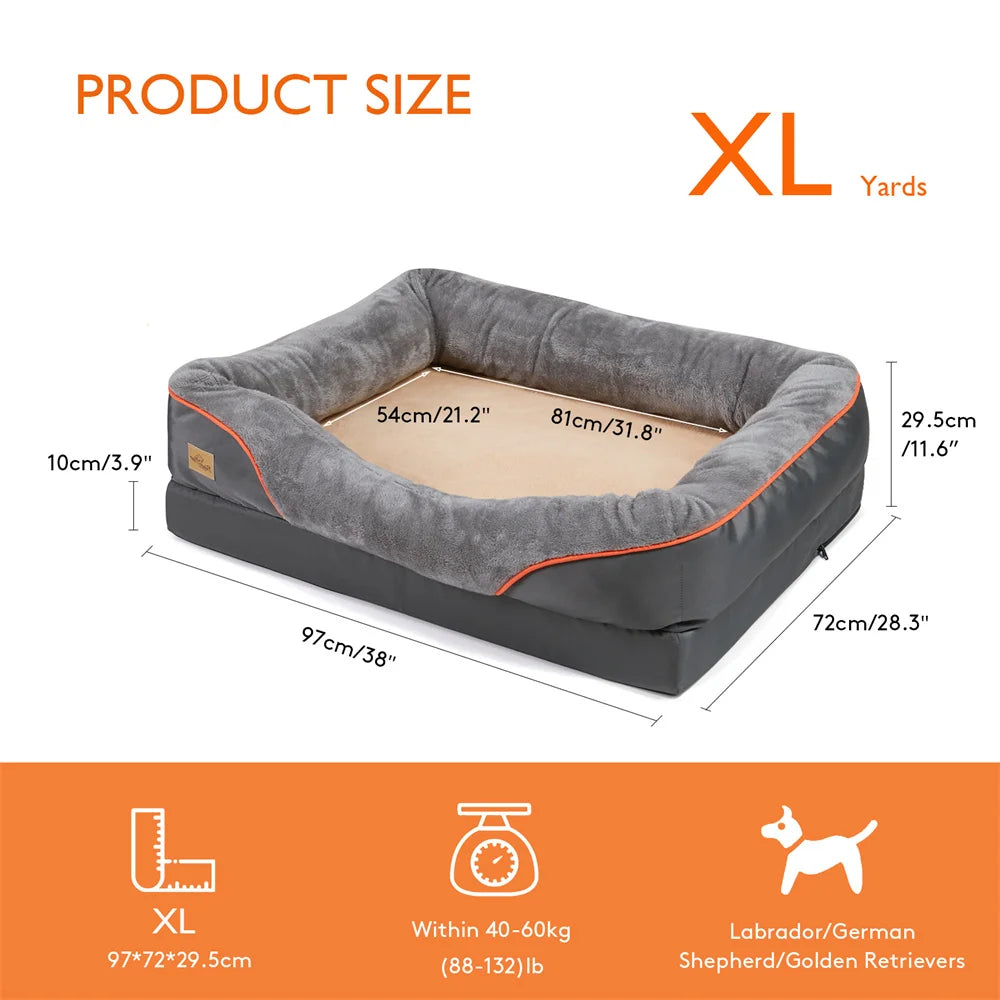Jumbo Large Orthopedic Dog Bed Memory Foam,Waterproof Elevated Cushion Warm Puppy,Removable Cover