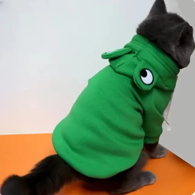 Dog Frog Costume, Dog Hoodies Warm Puppy Autumn Winter Apparel Jumpsuit with Eye Hood