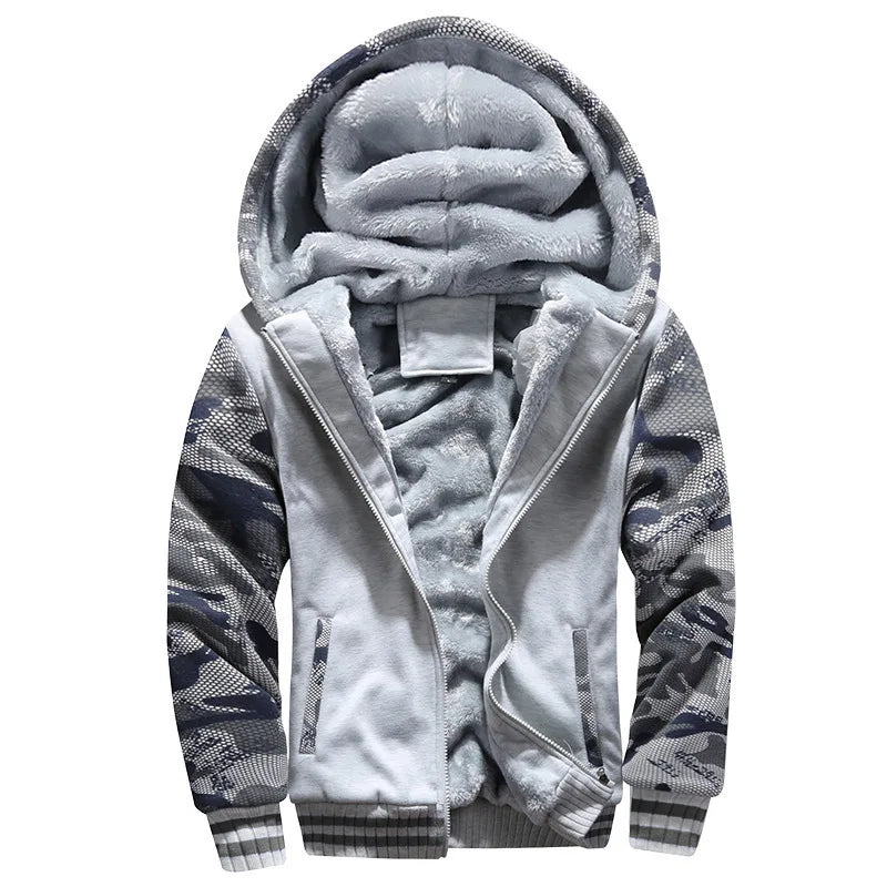 Men's Jacket Camouflage Thicken Winter Jackets for Men Fleece Long Sleeve Coat Man Casual Hoodies