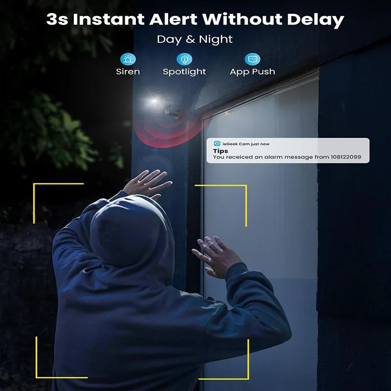 2K 3MP WiFiSolar Security Camera Outdoor Wireless, Color Night Vision,Motion Detection