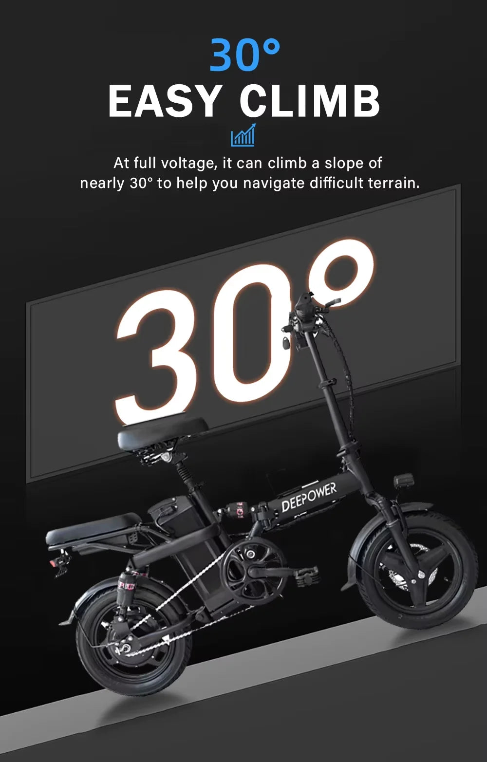 14 Inch Foldable Electric Bicycle 400W Motor 48V 30A0H Adult Mini City Commuting EBike