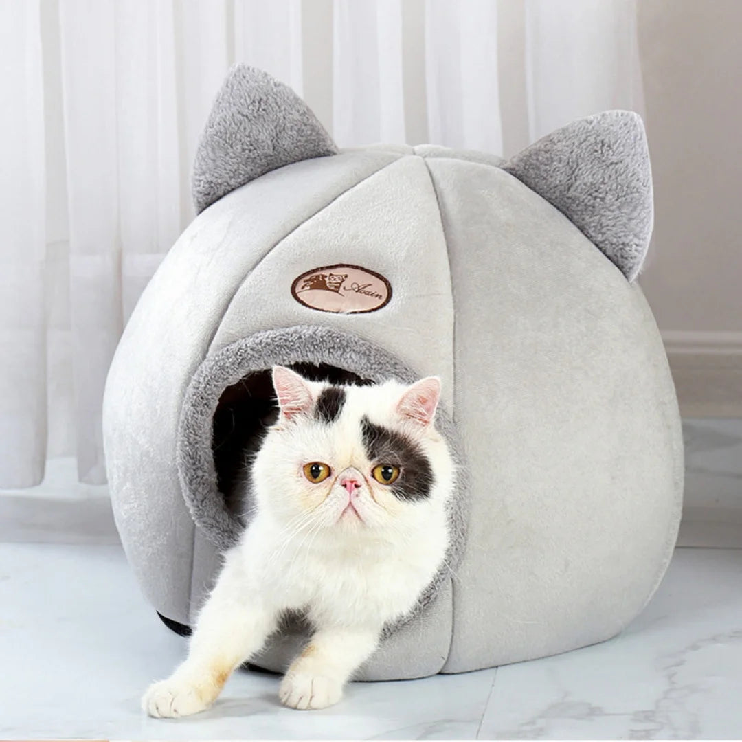 Pet bed with cat ears cat small medium large Comfortable and soft Machine washable