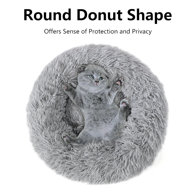 40-100cm Fluffy Pets Beds Large Round Super Warm Soft Cat Plush Nest