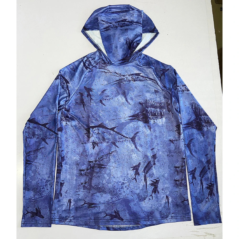 Fishing Hoodie Shirt Sailing Breathable Mask Neck Men Sun Protection Hunting Jersey Fish Gear