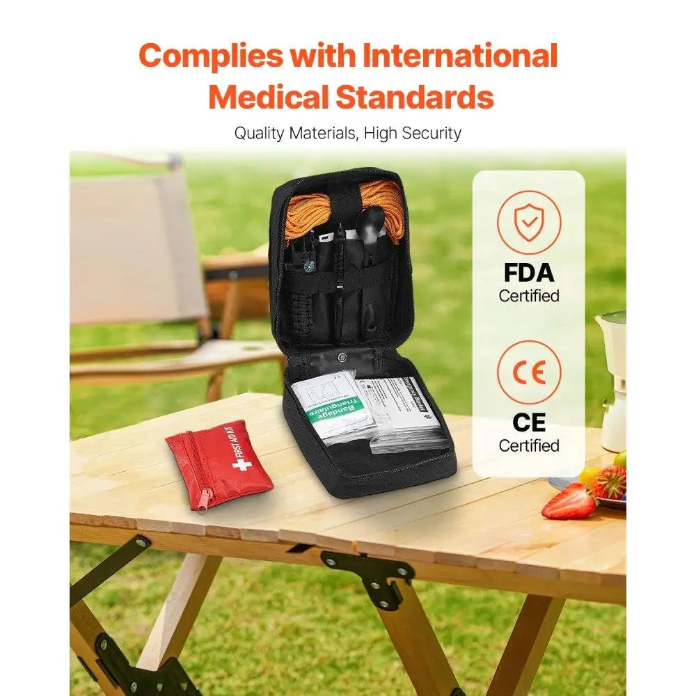 Survival First Aid Kit 250 Pieces Emergency Medical Trauma Bag for camping and Home Use