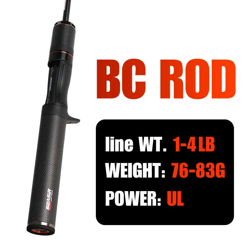 Black Arrow Spining Baitcasting Rod 4.92FT 0.8-10gUL Carbon Fiber FUJI O Guides BFS Two Sections