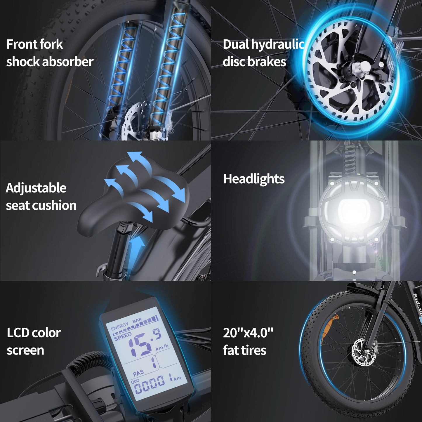 E-Bike 2000W 48V 23AH 26 Inch Fat Tire Dual Motor Hydraulic Brakes Full Suspension MTBike