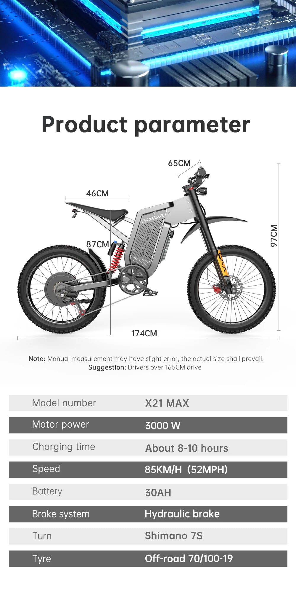 Max E-Motorcycles 3000W Brushless Gearless Motors 60V30AH Lithium Battery Speed 85Kmh Adult Off Road