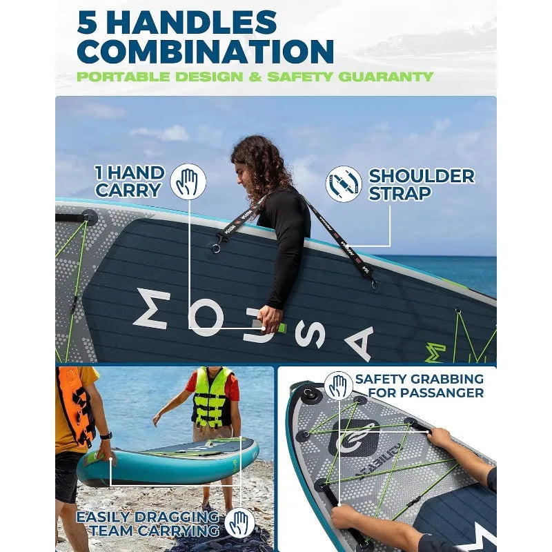 10'8/11'*35" Extra Wide Inflatable Paddle Boards, Stable; 3 People w/Shoulder Strap,100L Backpack