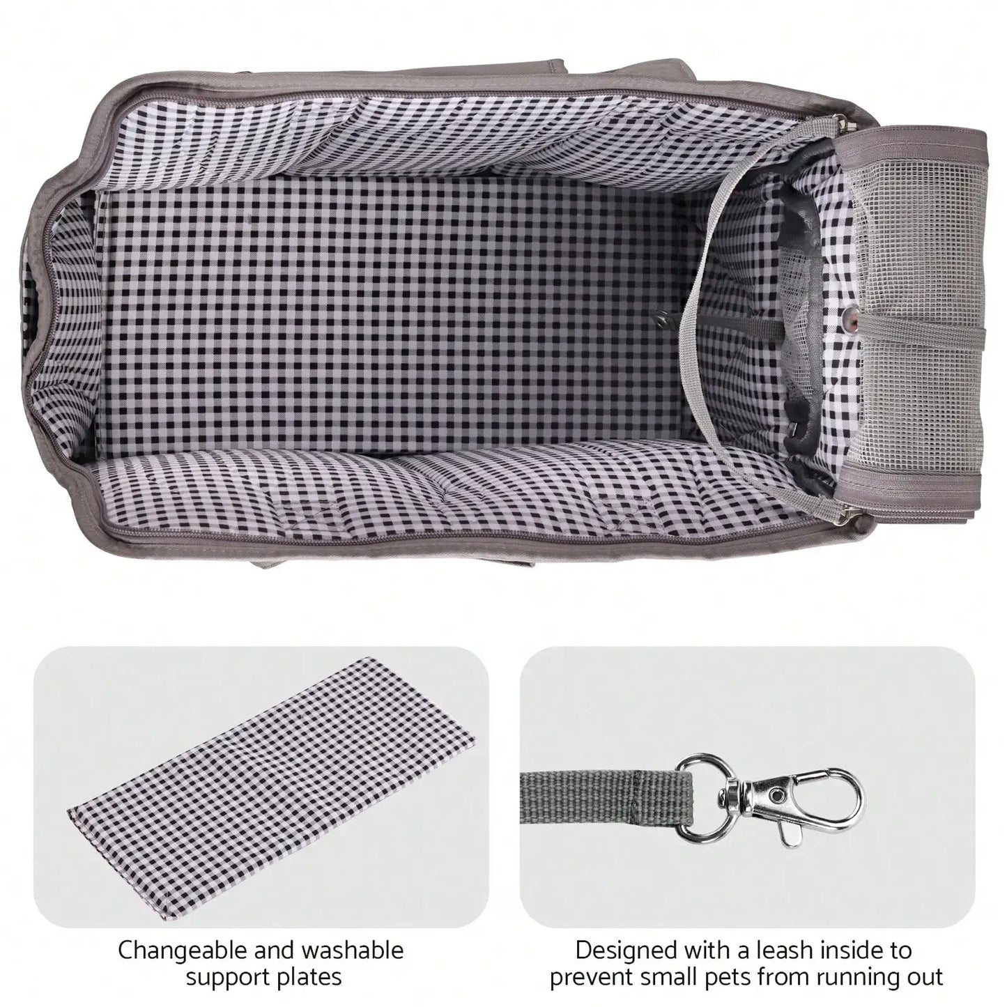 Womens Pet Carrying Handbag Dark Gray Small Dogs Cat Dogs(8lb) Cats(11lb)