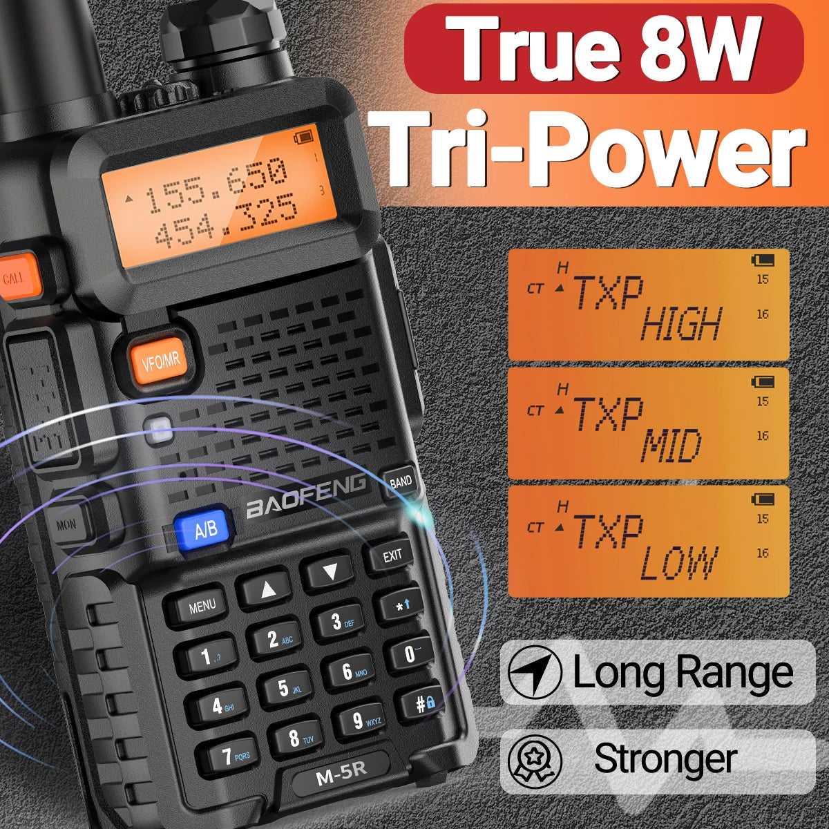 2PCS M-5R 8W Walkie Talkie Multi Band Type-C Wireless Copy Frequency AM Long Range UV-5R Two Way Ham
