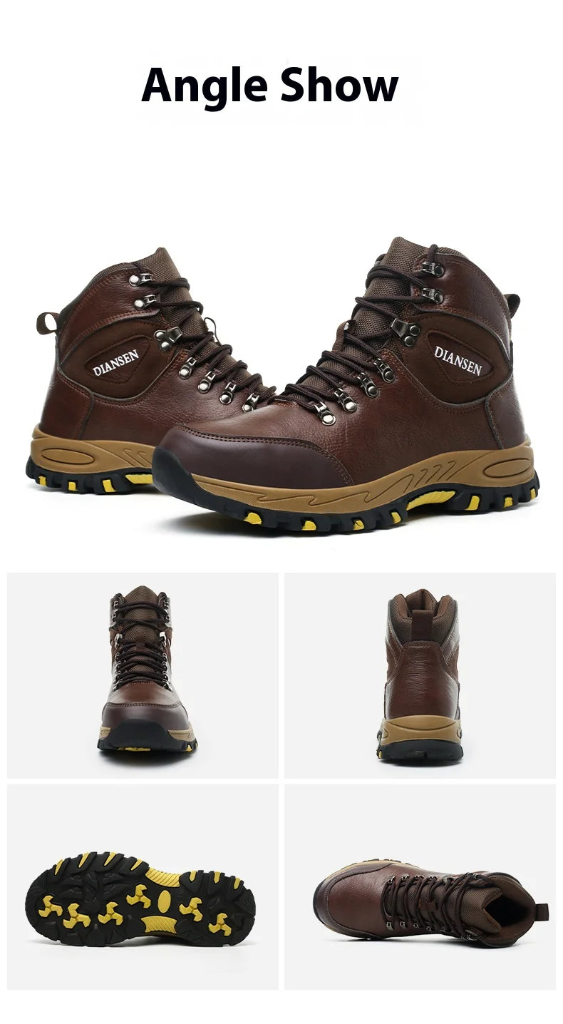Waterproof Leather Indestructible Men Work Safety Boots Outdoor Anti-smash Anti-puncture Male