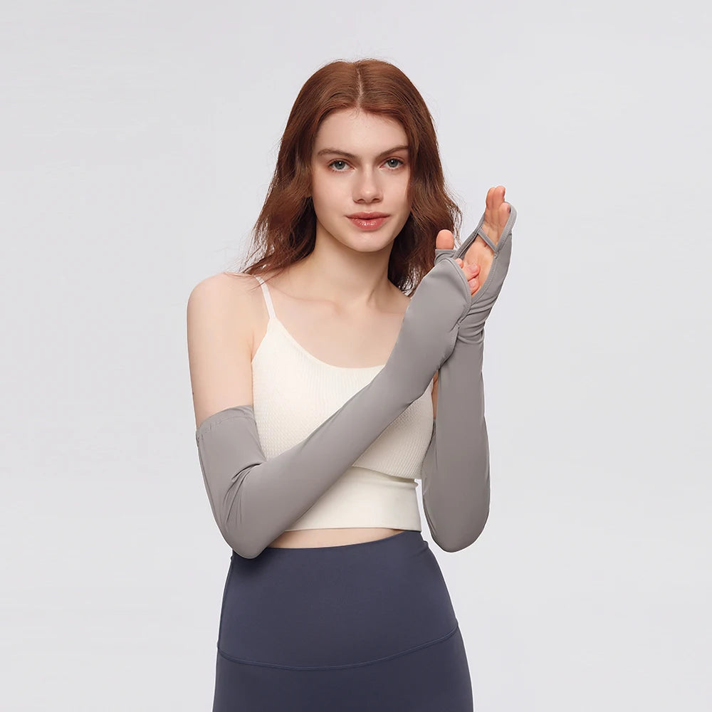 Sun Protection Long Gloves Woman Driving Anti UV Full Coverage Sleeves Ice Feeling Arm CoversUPF50+