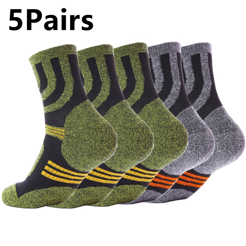 5 Pairs Socks Men Anti Blister Autumn Winter Terry Sports Cycling Marathon Camping Trekking Rugby
