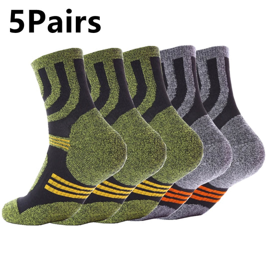 5 Pairs Socks Men Anti Blister Autumn Winter Terry Sports Cycling Marathon Camping Trekking Rugby