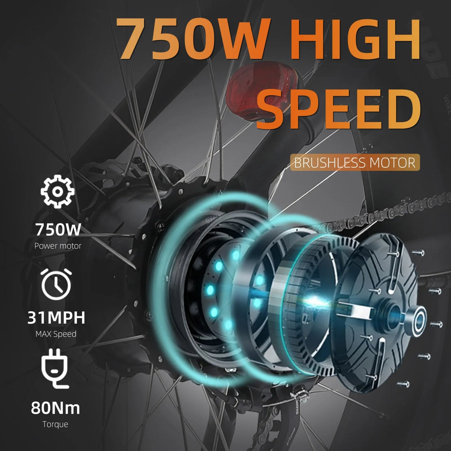 Electric Mountain Bike, 750W 31MPH Class 3,48V 15Ah 37Mile Fat Tire Bicycle, Dual Suspension 7-Speed