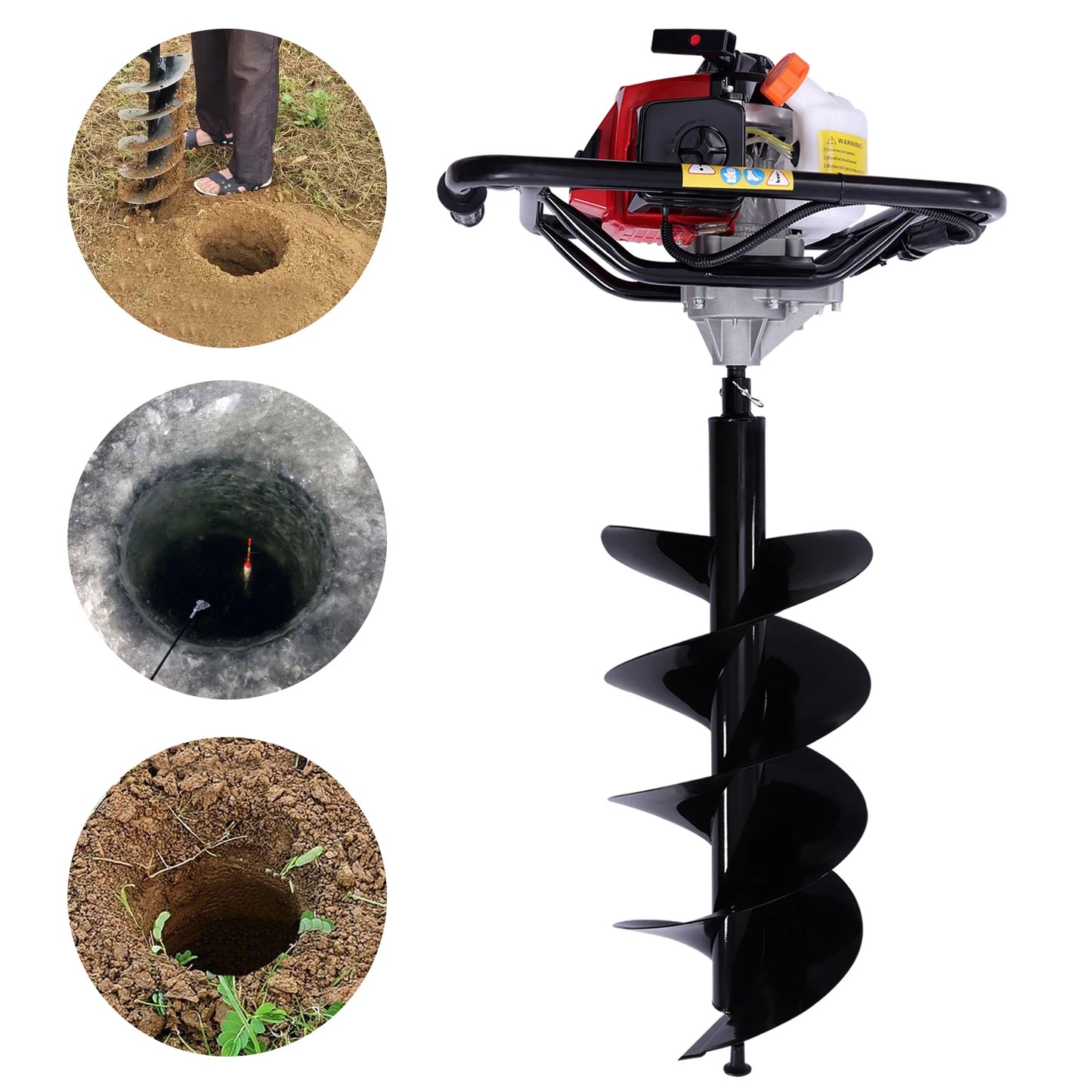 Post Hole Digger w/ 12" inch Auger Bit Set V-Type 63CC 2 Stroke Motor Gas Post Hole