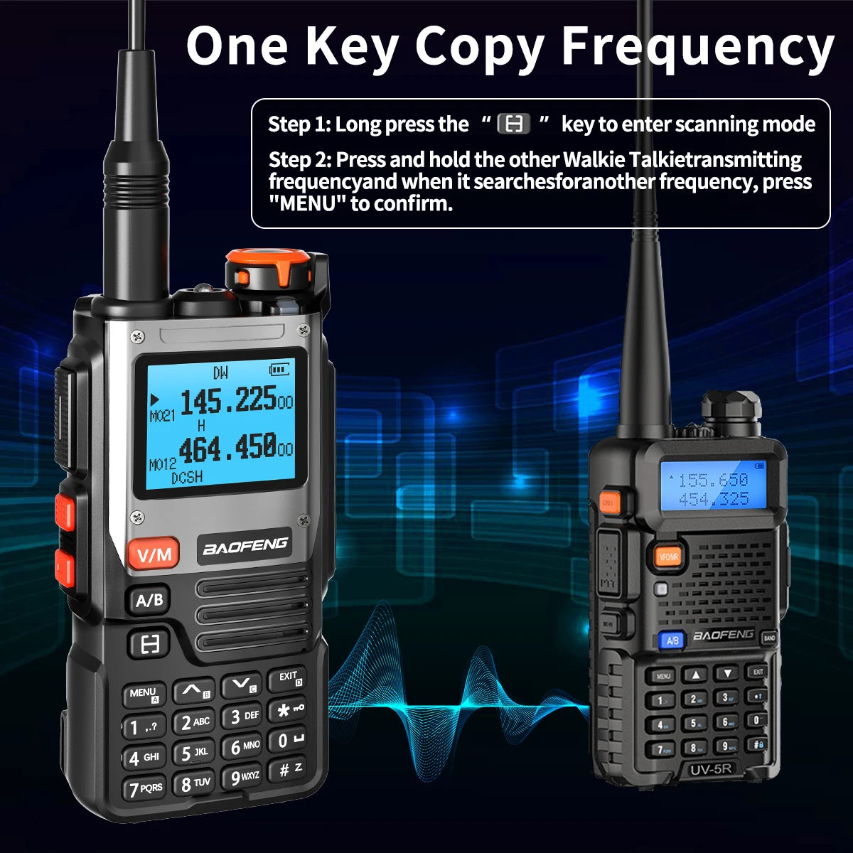 Multi Band Walkie Talkie Wirelss Copy Freq,.999 Channels NOAA AM Long Range Two Way Ham Radio