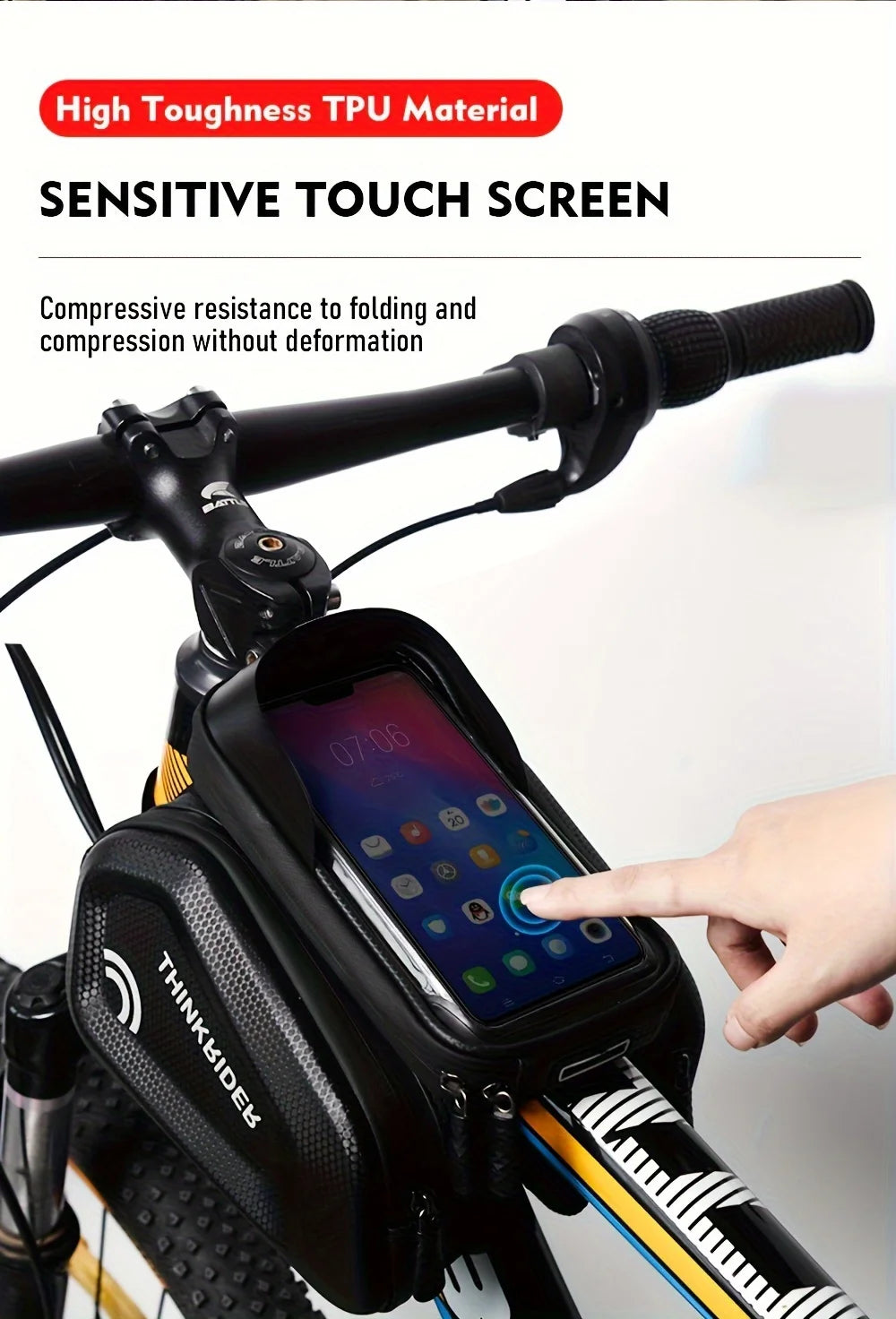 Bike Bag Frame Front Top Tube Cycling Bag Waterproof 7in Phone Case Touchscreen Bag MTB Pack