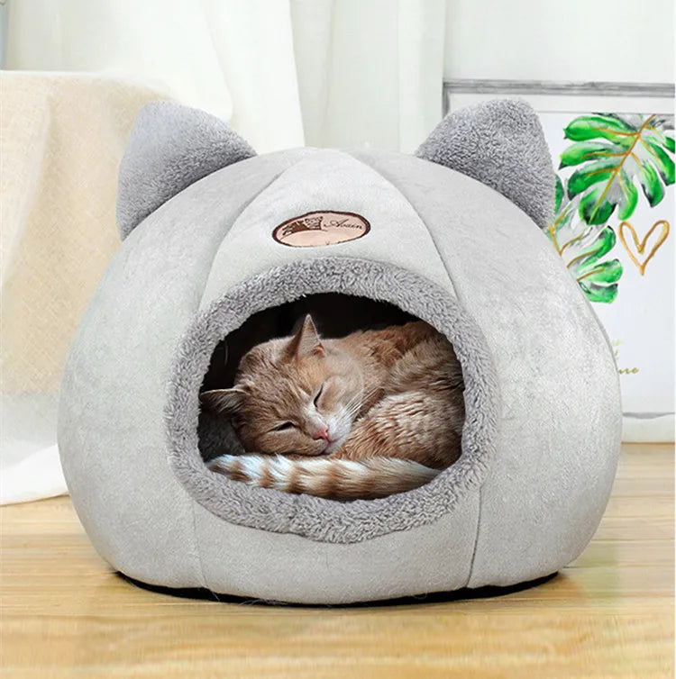 Pet bed with cat ears cat small medium large Comfortable and soft Machine washable