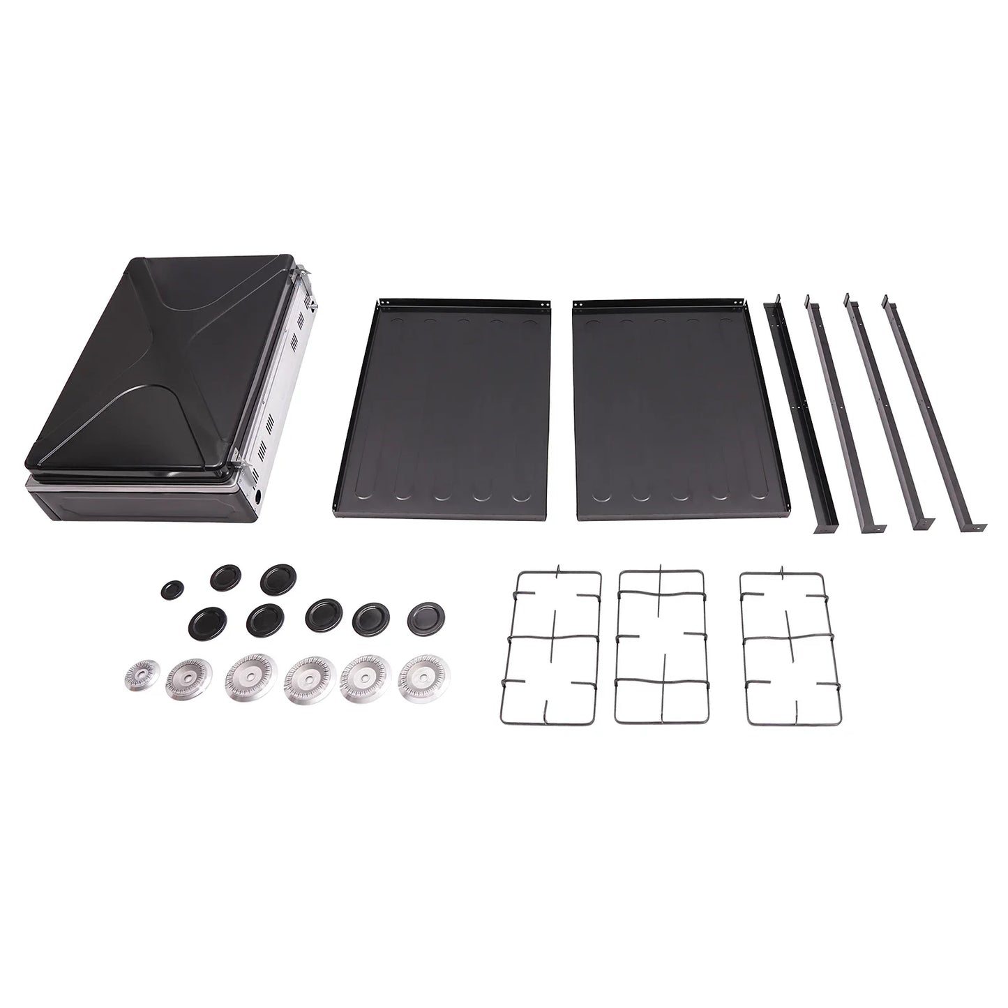 5-Burner Gas Stove: 2.5KW Power Efficient 5 Knobs Durable Independent Control, Heat Energy-Saving