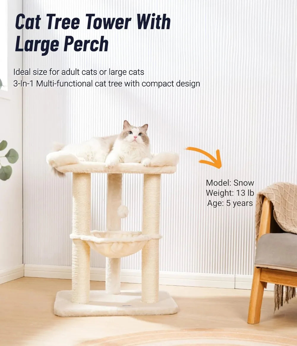 Cat Tree Tower for Indoor Cats, Cat Scratch Post with Large Bed for Maine Coon Big Cats