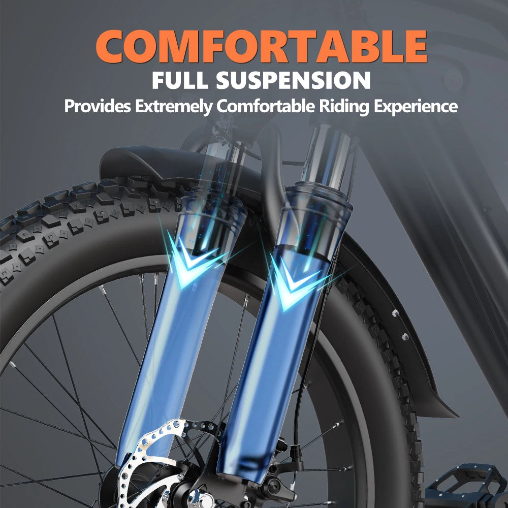 LD20 Electric bike 1500W Motor 48V20AH Removable Battery Dual Disc Brake 20×4 Inch Fat Tire Snow