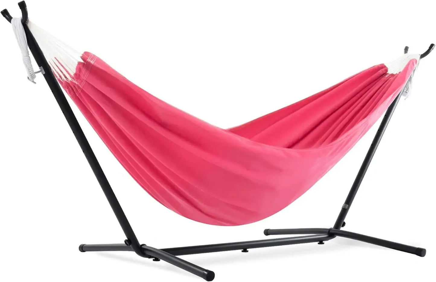 Double Polyester Hammock with Space Saving Steel Stand and Premium Carry Bag - 450 lb Capacity