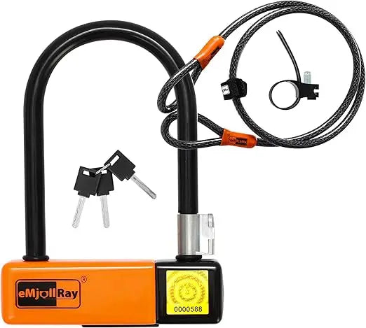 Heavy Duty U Lock, E-Scooter, Bike, Folding Bike -10mm x 4ft Cable Lock,Keyed Lock & Keychain