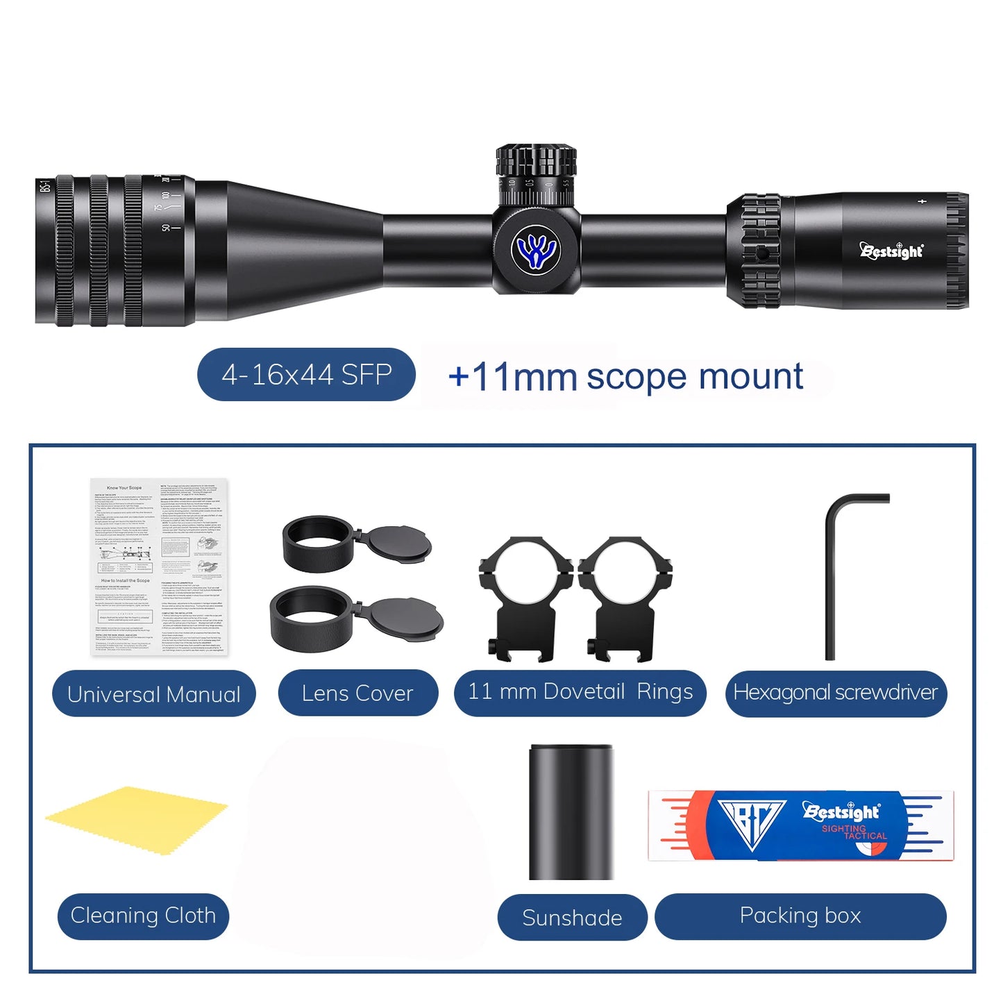 Tactical 4-16x44 AOE Riflescope Tactical Red Green Illuminated Sight Sniper