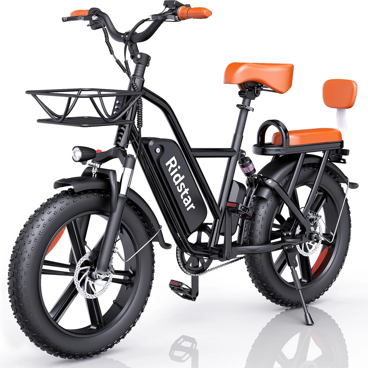 1500W 30MPH 30-70Miles 48V 15.6AH Removable Battery Ebike 20" x 4.0 Fat Tire Commuting 2 Seater