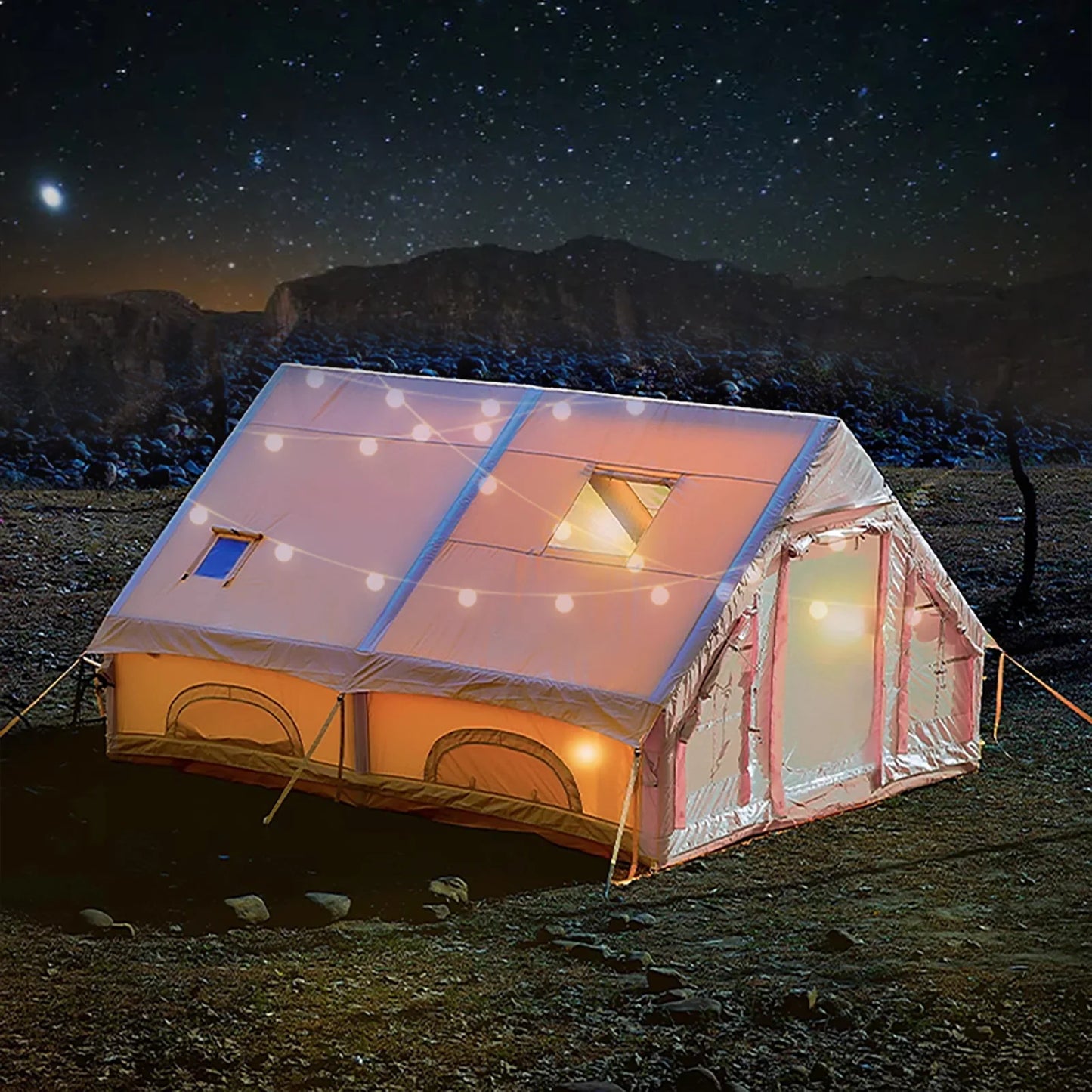 8-10 Person Inflatable Tents for Camping,129 Square Large Hand Pump,Inflatable Tent,Easy Setup