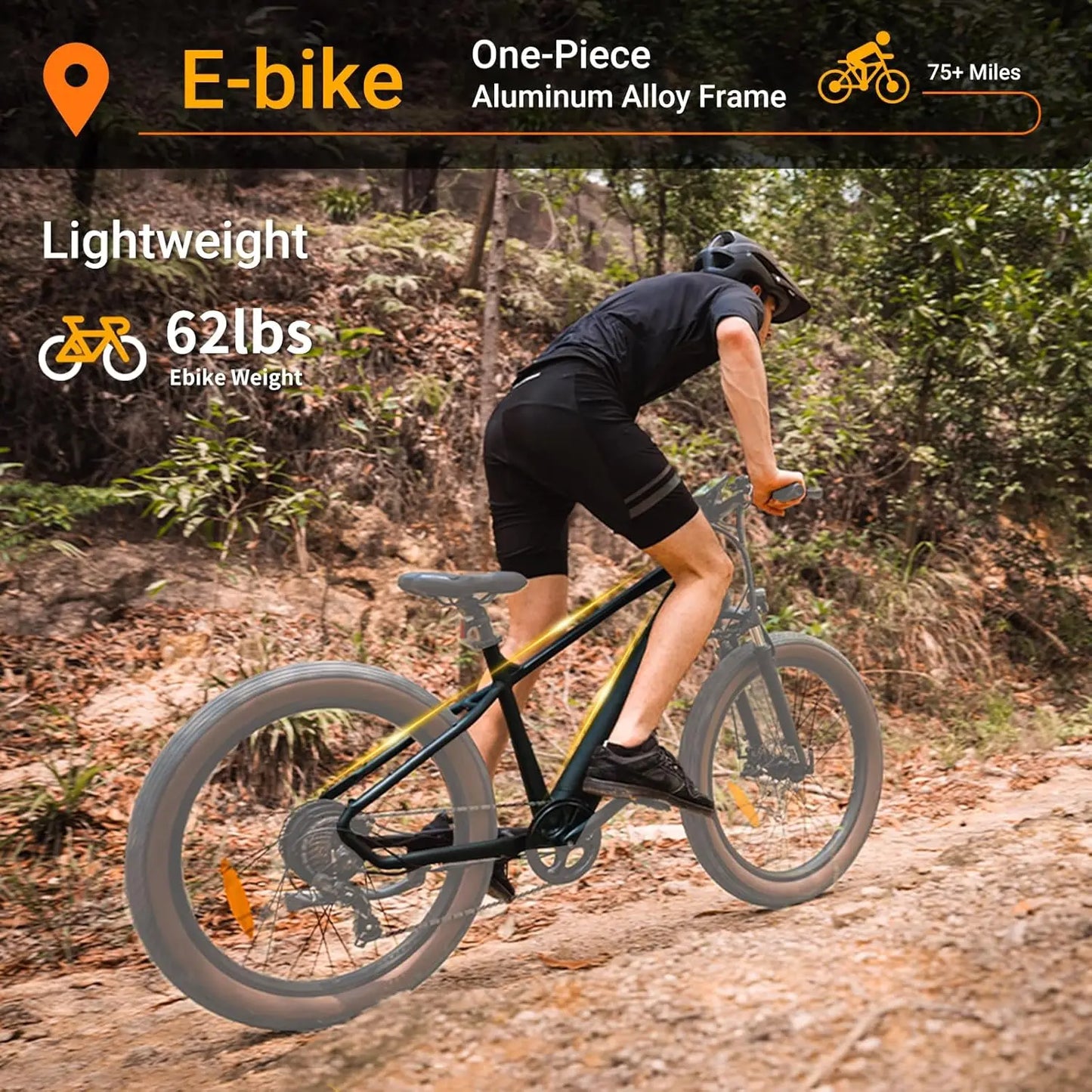 C26 Electric Bike Adult 1500W Peak, 28 MPH15AH 72 Miles, 26Fat Tire, Hydraulic Suspension