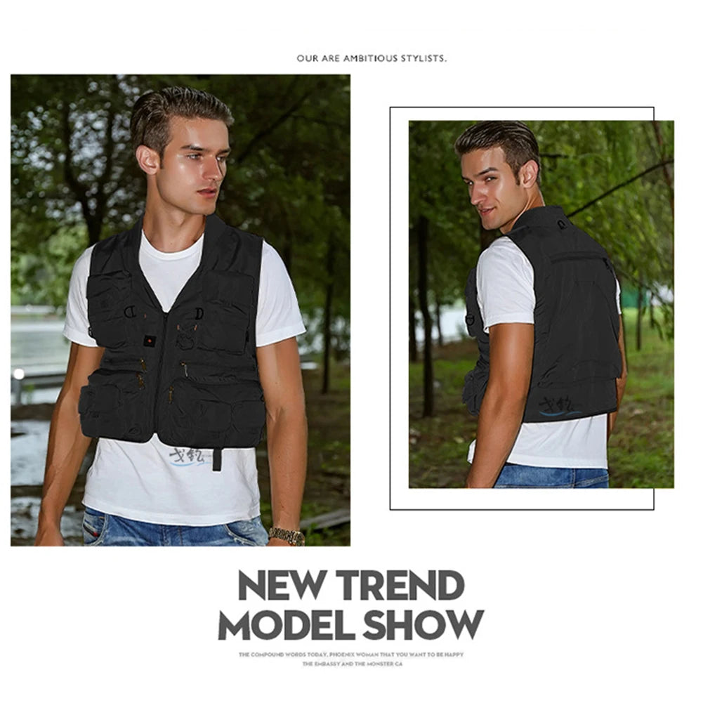 Fishing Vest Multi Pockets Breathable Mesh Outdoor Sports Summer Boating Jackets