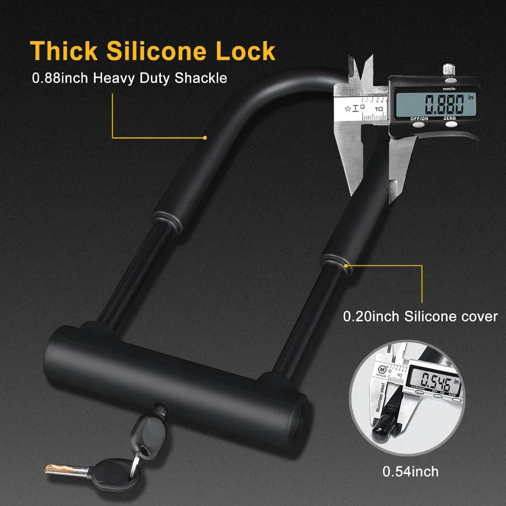 Large Bike U Lock Combination, 16mm, Anti-Theft, Black
