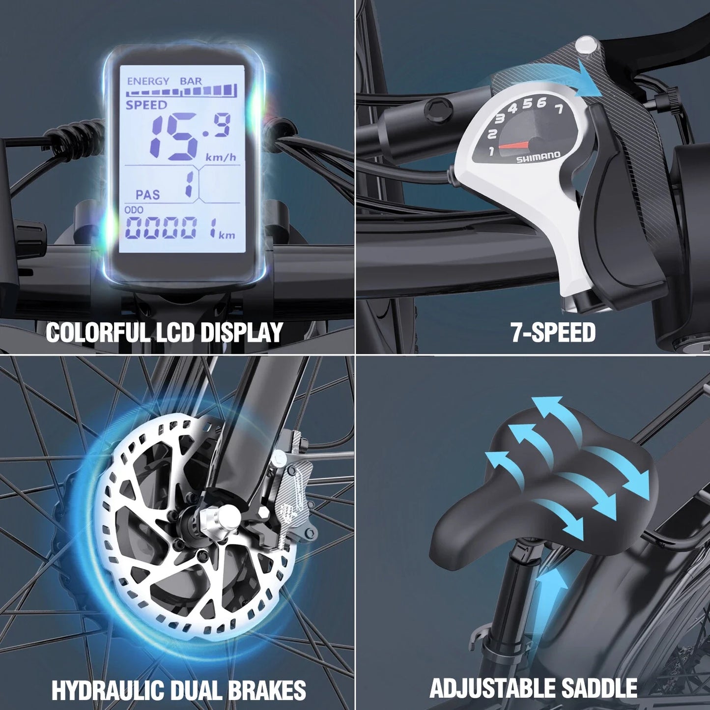 E-Bike 2000W 48V 23AH 26 Inch Fat Tire Dual Motor Hydraulic Brakes Full Suspension MTBike